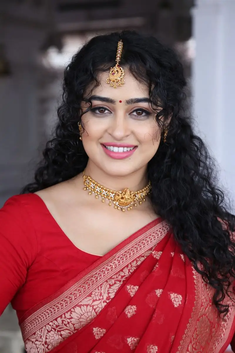 Apsara Rani in Red Saree at New Telugu Movie Opening